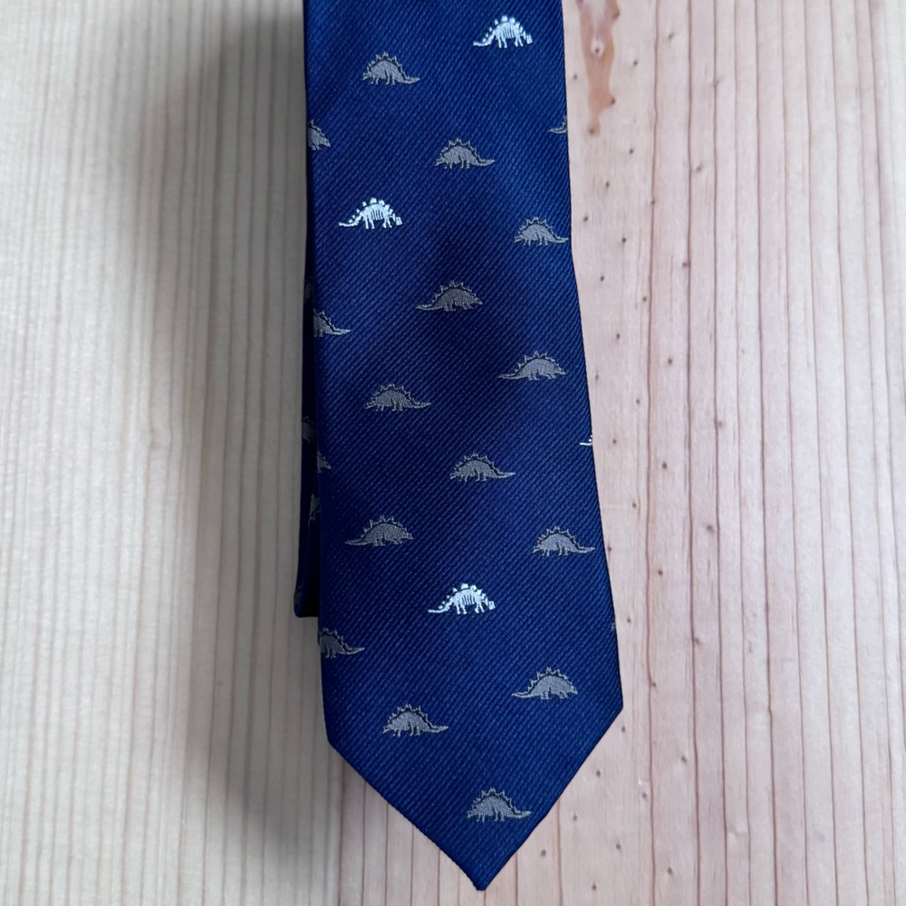 2/$20 J.Crew 100% Silk Tie | Navy Dinosaur Embroidered Novelty 3” Classic
